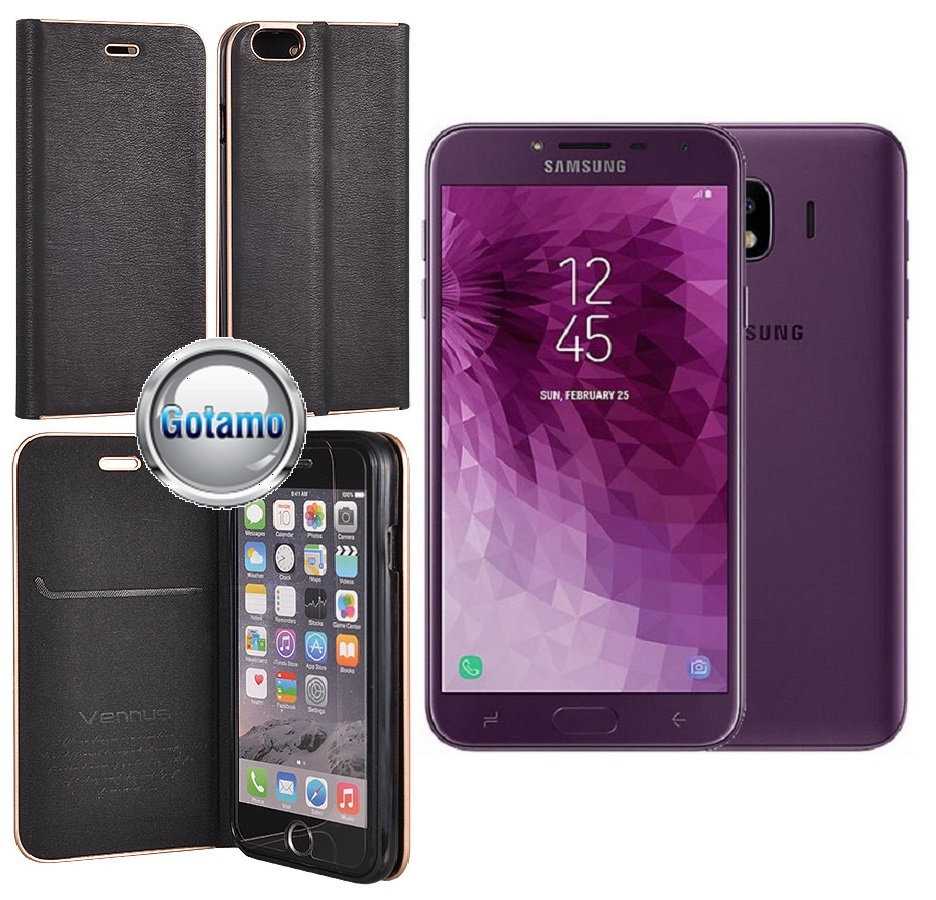 Vennus Diary magnetinis dėklas Samsung Galaxy J4 (2018) juodos spalvos