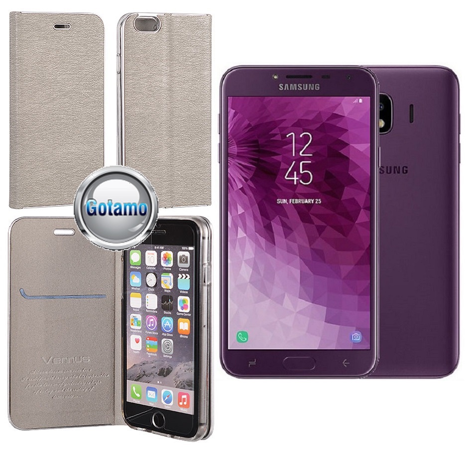 Vennus Diary magnetinis dėklas Samsung Galaxy J4 (2018) sidabro spalvos