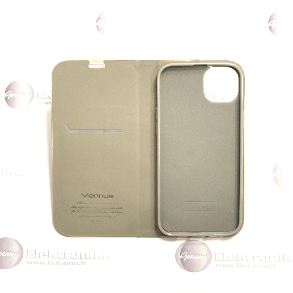 Vennus Diary magnetinis dėklas Apple iPhone 14 Plus telefonui sidabro spalvos 4 Diary magnetinis deklas Apple iPhone 14 plus sidabro 4