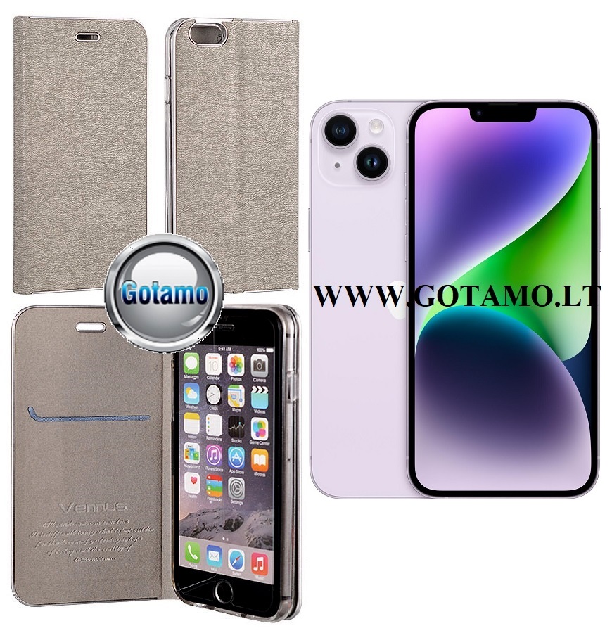 Diary magnetinis deklas Apple iPhone 14 plus sidabro