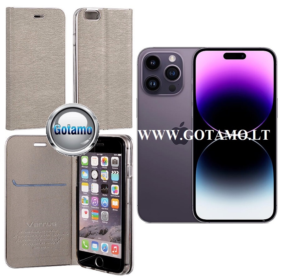Diary magnetinis deklas Apple iPhone 14 pro max sidabro