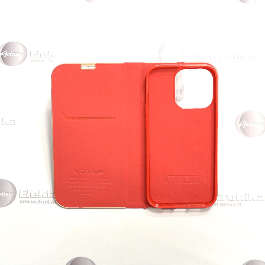 Vennus Diary magnetinis dėklas Apple iPhone 14 Pro telefonui raudonos spalvos 4 Diary magnetinis deklas Apple iPhone 14 pro raudonos 4