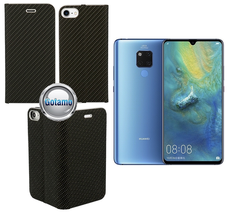 Vennus Diary magnetinis dėklas Huawei Mate 20 telefonams Carbon juodos spalvos