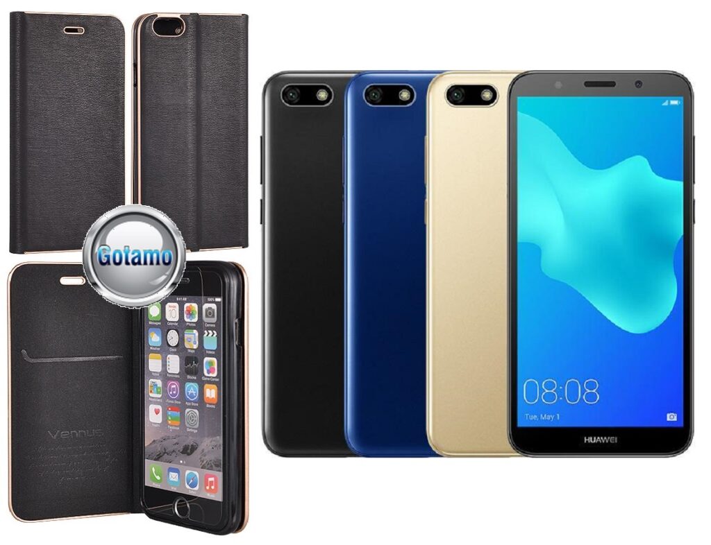 Vennus Diary magnetinis dėklas Huawei Y5 (2018) Huawei Honor 7S telefonams juodos spalvos