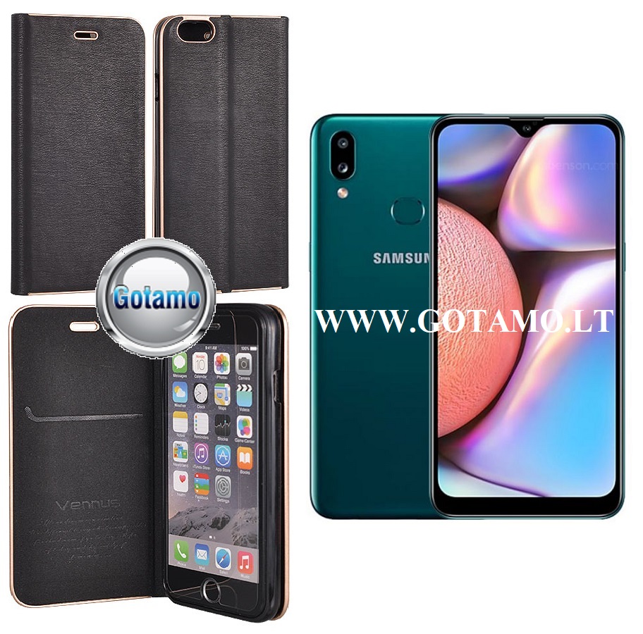 Vennus Diary magnetinis dėklas Samsung Galaxy A10s juodos spalvos