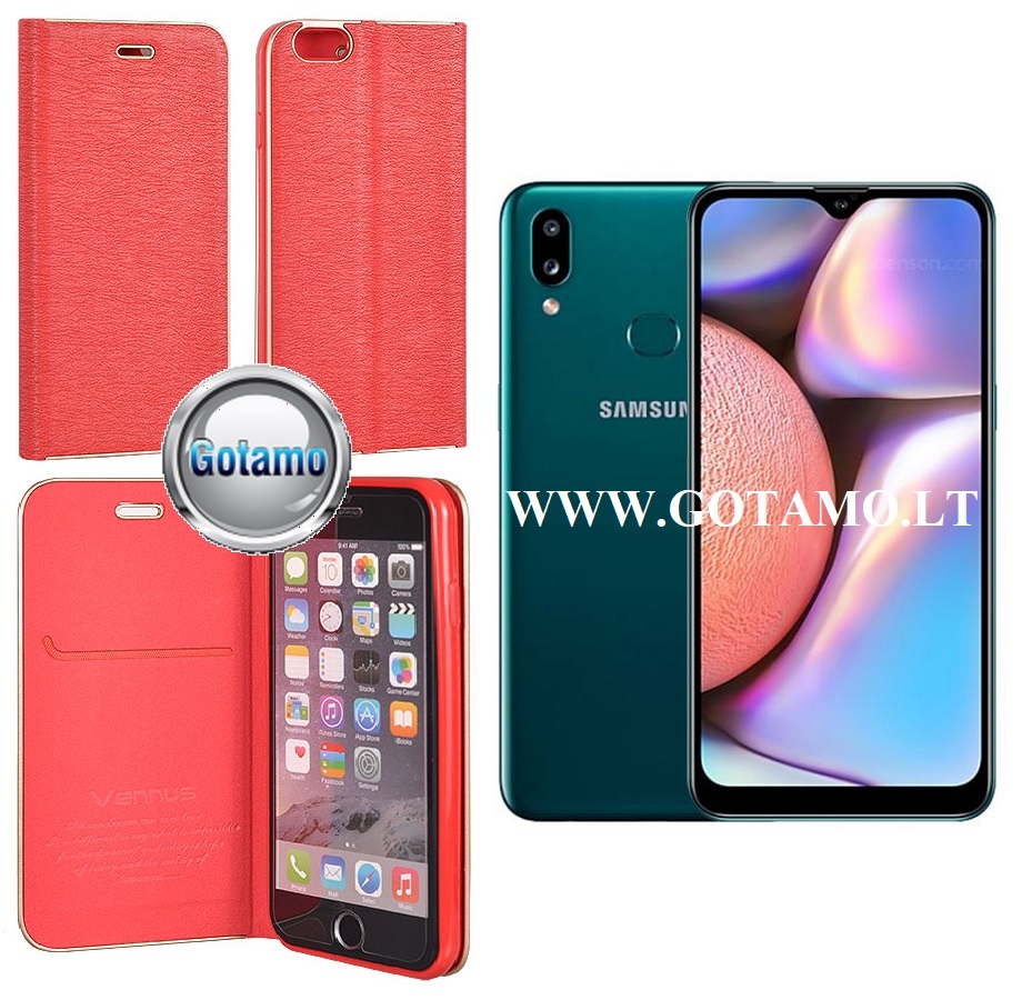 Vennus Diary magnetinis dėklas Samsung Galaxy A10s raudonos spalvos