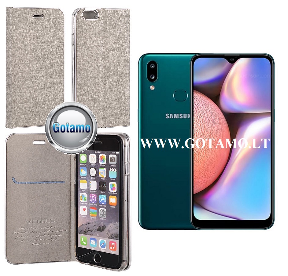 Vennus Diary magnetinis dėklas Samsung Galaxy A10s sidabro spalvos