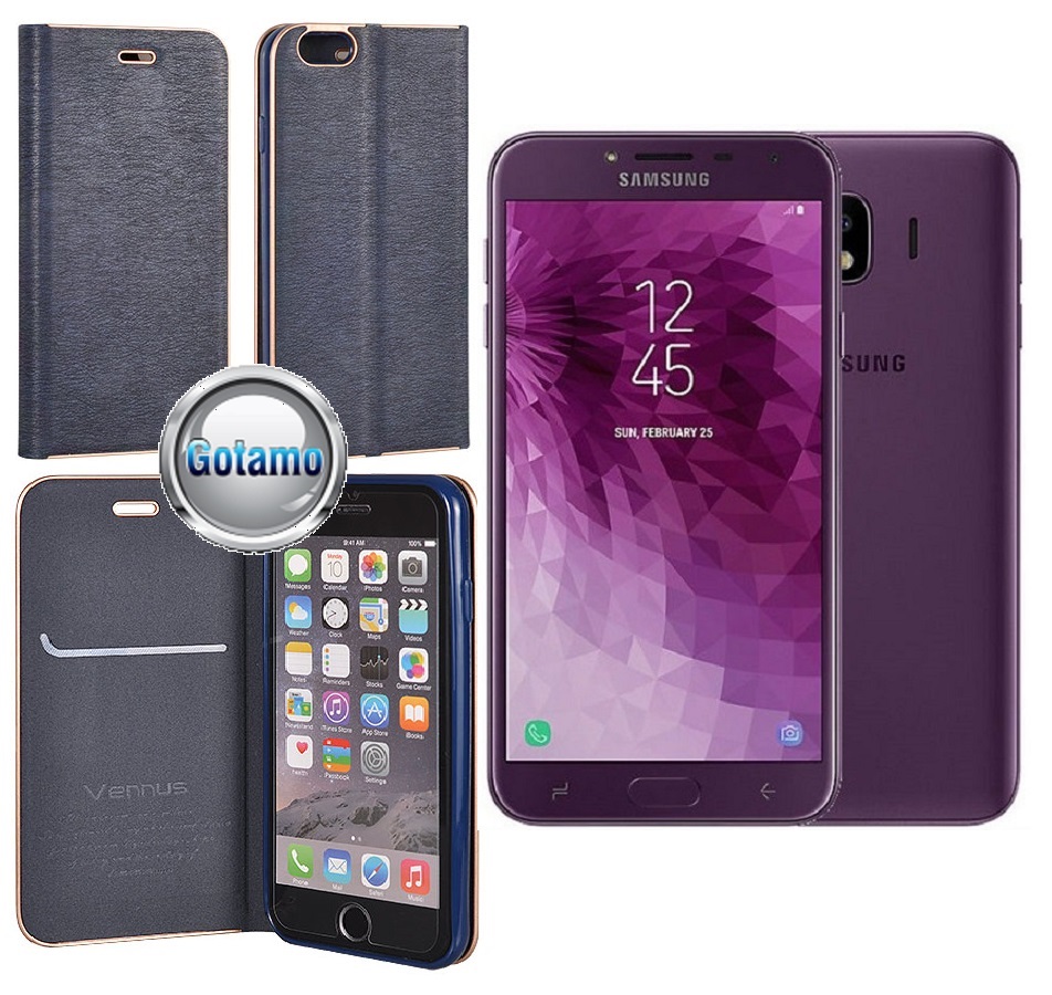 Vennus Diary magnetinis dėklas Samsung Galaxy J4 (2018) mėlynos spalvos