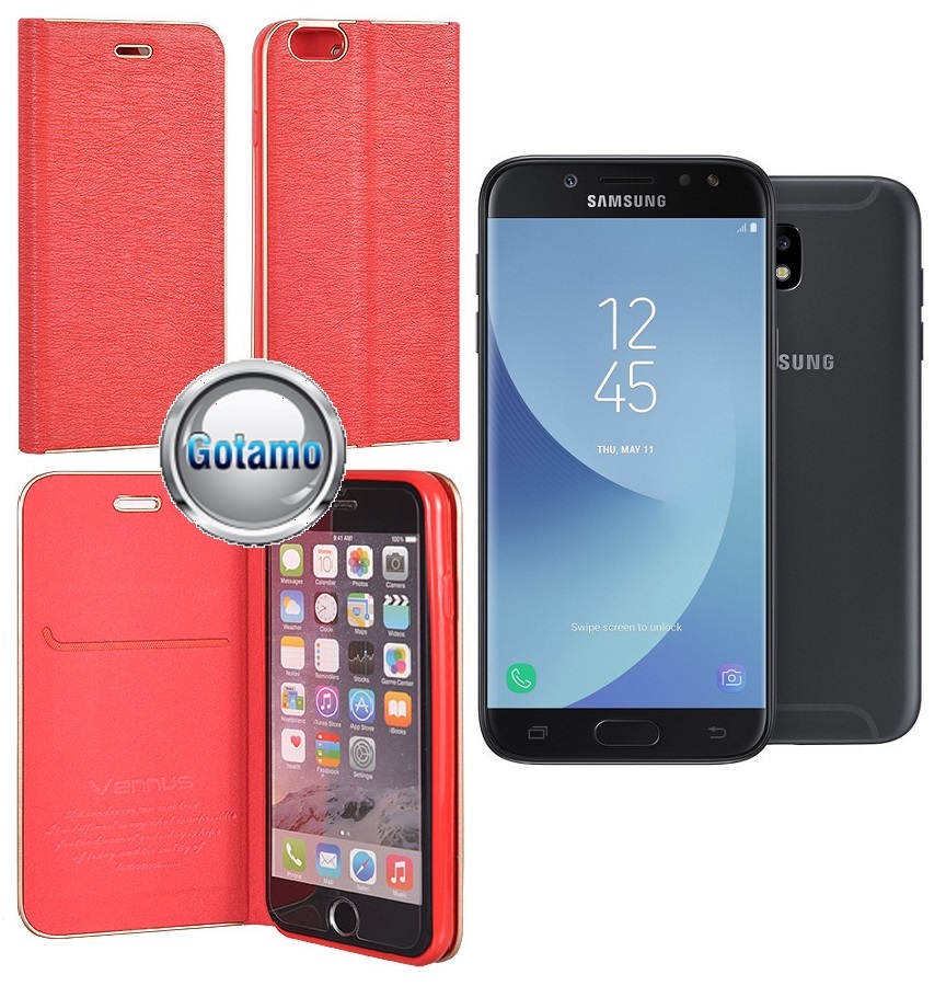 Vennus Diary magnetinis dėklas Samsung Galaxy J5 (2017) J5 Pro raudonos spalvos
