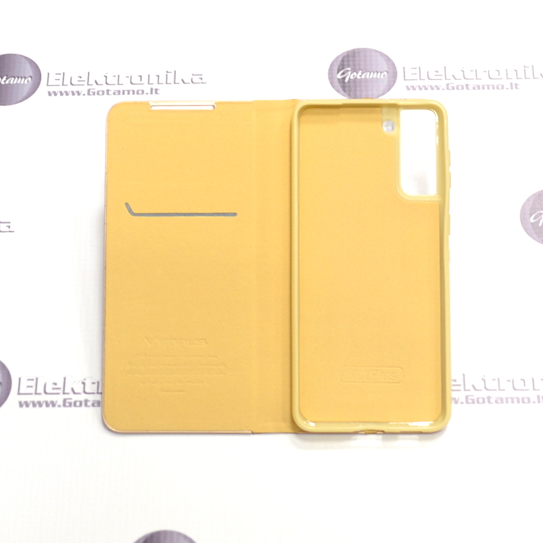 Vennus Diary magnetinis dėklas Samsung Galaxy S21+ 5G telefonui aukso spalvos 4 Vennus Diary magnetinis dėklas Samsung Galaxy S21+ 5G – nuotrauka 4
