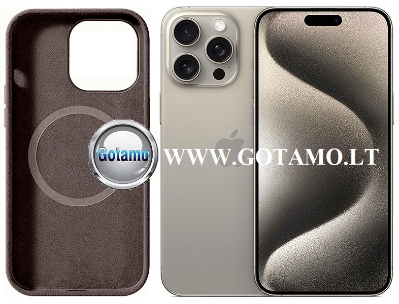 Verstos odos dėklas nugarėlė su MagSafe Apple iPhone 15 Pro Max telefonui pilkos spalvos 5 Verstos odos deklas magsafe Apple iPhone 15 pro max pilkos 5