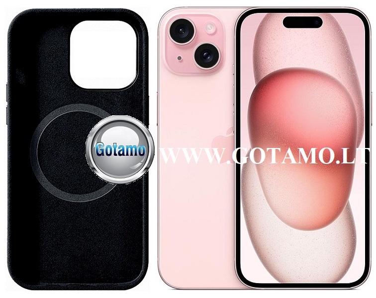 Verstos odos dėklas nugarėlė su MagSafe Apple iPhone 15 telefonui juodos spalvos 5 Verstos odos deklas magsafe Apple iPhone 15 juodos 5