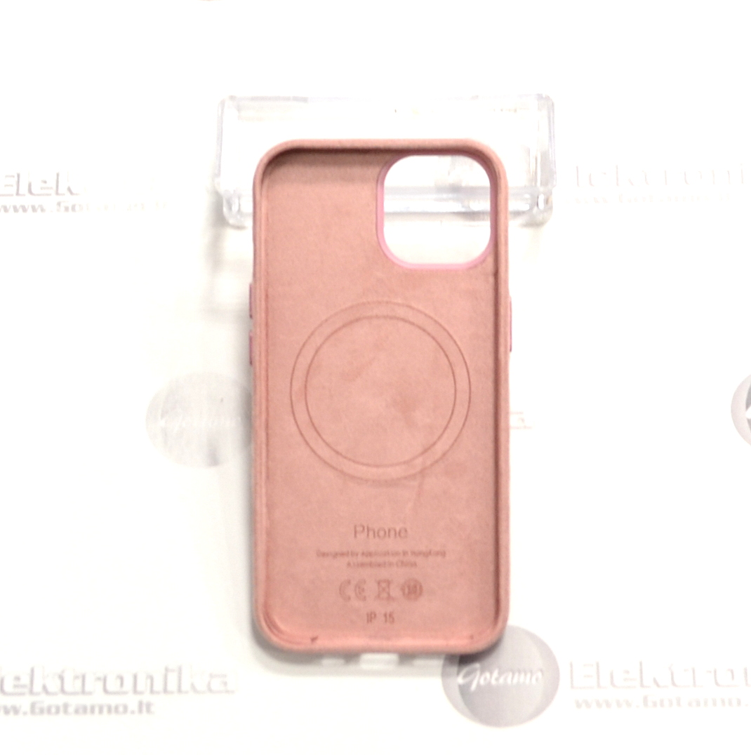Verstos odos dėklas nugarėlė su MagSafe Apple iPhone 15 telefonui rožinės spalvos 3 Verstos odos deklas magsafe Apple iPhone 15 rozines 3