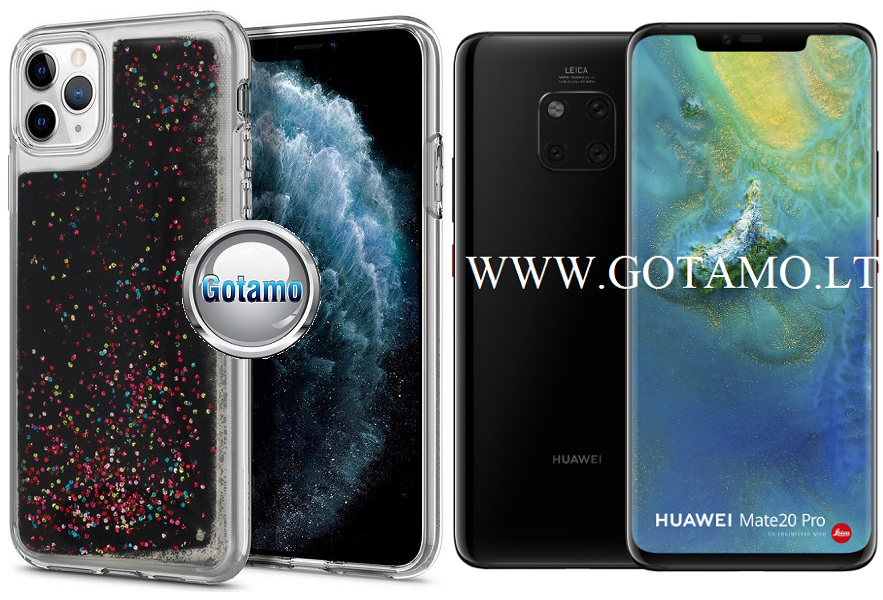Waterfall dėklas nugarėlė Huawei Mate 20 Pro telefonams juodos spalvos su blizgučiais