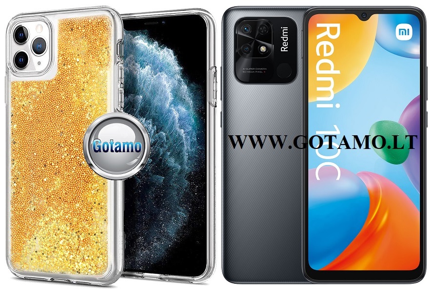 Waterfall2 dėklas nugarėlė Xiaomi Redmi 10C, Xiaomi Poco C40 telefonams aukso spalvos