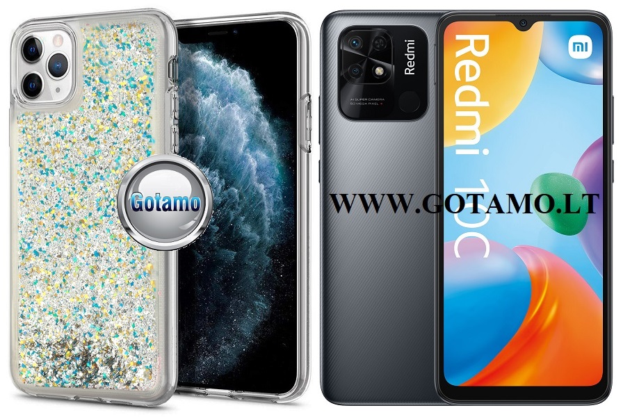 Waterfall2 dėklas nugarėlė Xiaomi Redmi 10C, Xiaomi Poco C40 telefonams sidabro spalvos