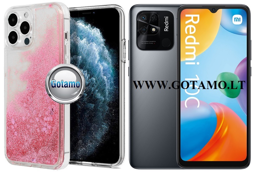 Waterfall2 dėklas nugarėlė Xiaomi Redmi 10C, Xiaomi Poco C40 telefonams šviesiai rožinės spalvos