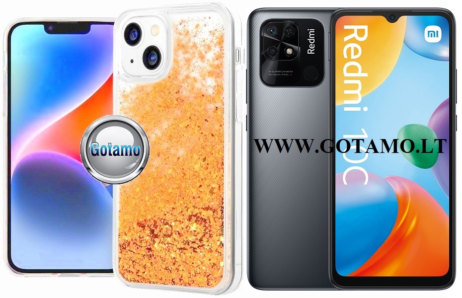 Waterfall3 dėklas nugarėlė Xiaomi Redmi 10C, Xiaomi Poco C40 telefonams aukso spalvos