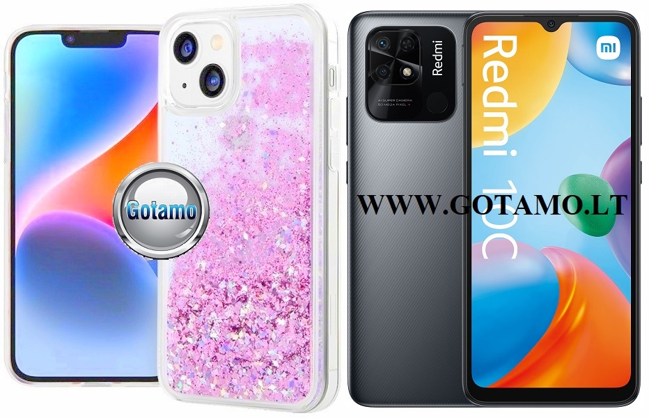 Waterfall3 dėklas nugarėlė Xiaomi Redmi 10C, Xiaomi Poco C40 telefonams rožinės spalvos