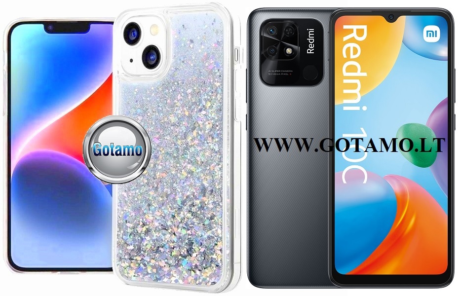 Waterfall3 dėklas nugarėlė Xiaomi Redmi 10C, Xiaomi Poco C40 telefonams sidabro spalvos