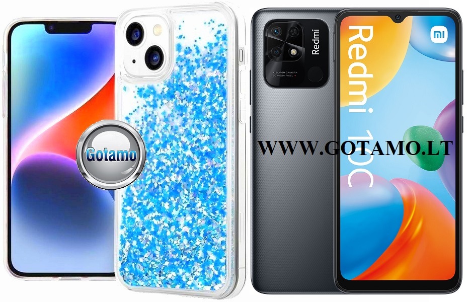 Waterfall3 dėklas nugarėlė Xiaomi Redmi 10C, Xiaomi Poco C40 telefonams žydros spalvos