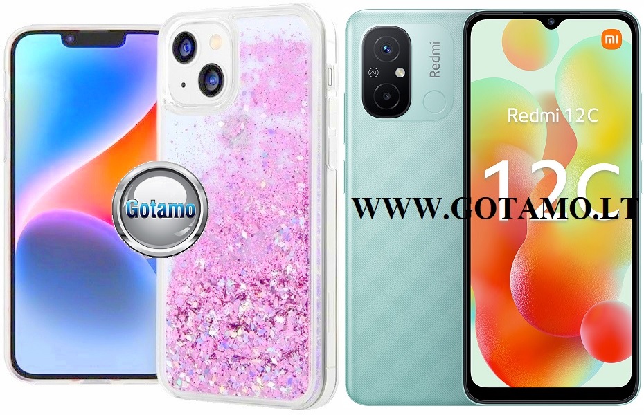 Waterfall3 dėklas nugarėlė Xiaomi Redmi 12C telefonui rožinės spalvos