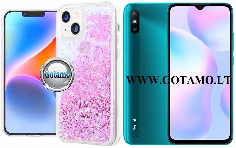 Waterfall3 dėklas nugarėlė Xiaomi Redmi 9A telefonui rožinės spalvos