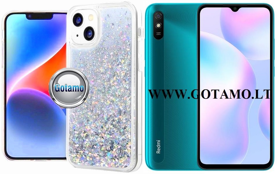 Waterfall3 dėklas nugarėlė Xiaomi Redmi 9A telefonui sidabro spalvos