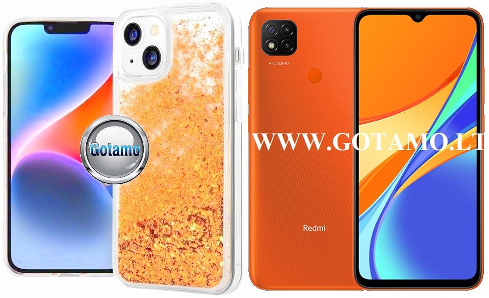 Waterfall3 dėklas nugarėlė Xiaomi Redmi 9C, Xiaomi Redmi 10A telefonams aukso spalvos