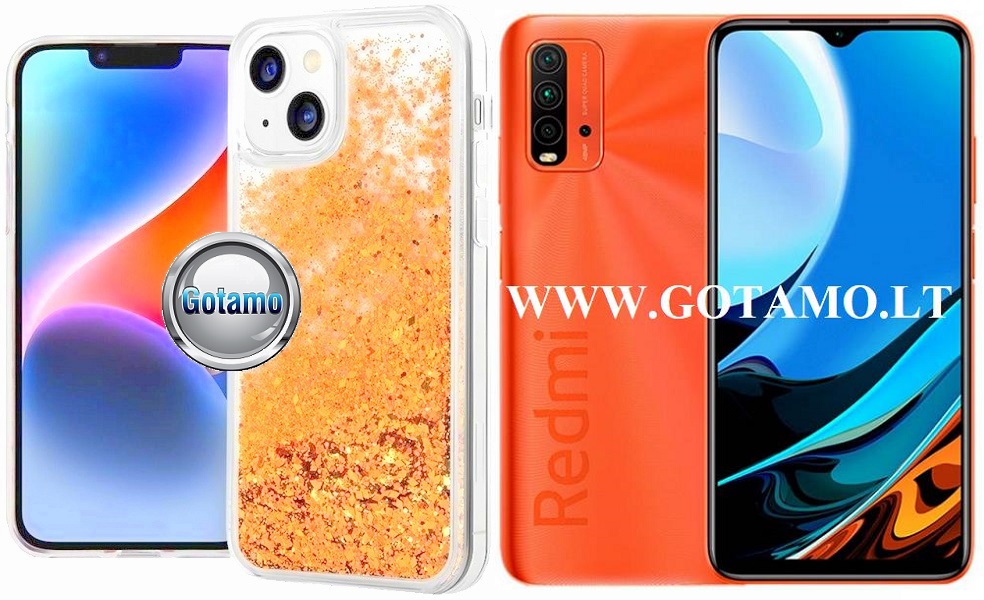 Waterfall3 dėklas nugarėlė Xiaomi Redmi 9T, Xiaomi Poco M3 telefonams aukso spalvos