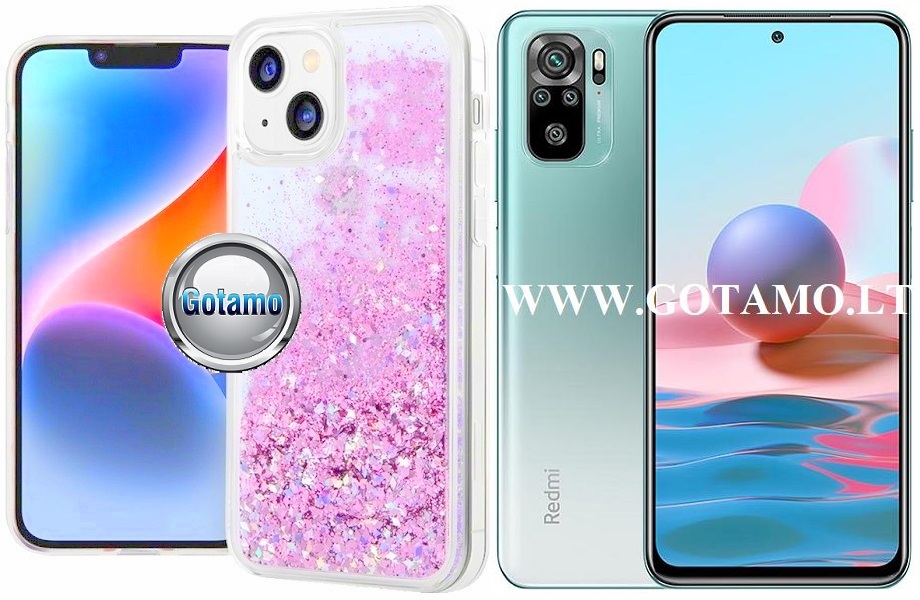 Waterfall3 dėklas nugarėlė Xiaomi Redmi Note 10, Xiaomi Redmi Note 10S, Xiaomi Poco M5s telefonams rožinės spalvos
