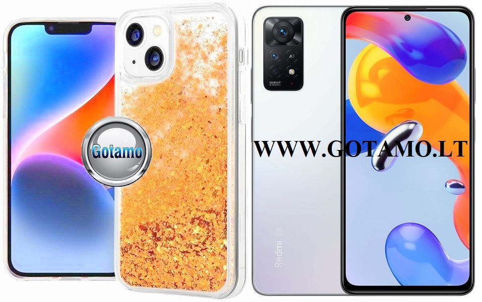 Waterfall3 dėklas nugarėlė Xiaomi Redmi Note 11 Pro, Xiaomi Redmi Note 11 Pro 5G, Xiaomi Redmi Note 12 Pro 4G telefonams aukso spalvos