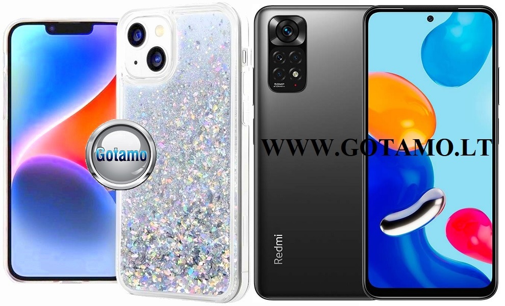 Waterfall3 dėklas nugarėlė Xiaomi Redmi Note 11, Xiaomi Redmi Note 11S telefonams sidabro spalvos