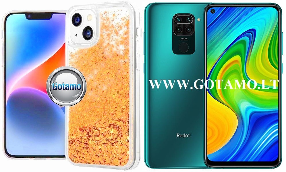 Waterfall3 dėklas nugarėlė Xiaomi Redmi Note 9 telefonui aukso spalvos