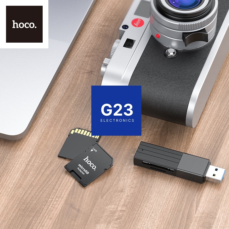 Atminties kortelių adapteris Micro SD į SD Hoco HB22 4 Atminties kortelių adapteris Micro SD į SD Hoco HB22 su fotoaparatu ir kortelių skaitytuvu