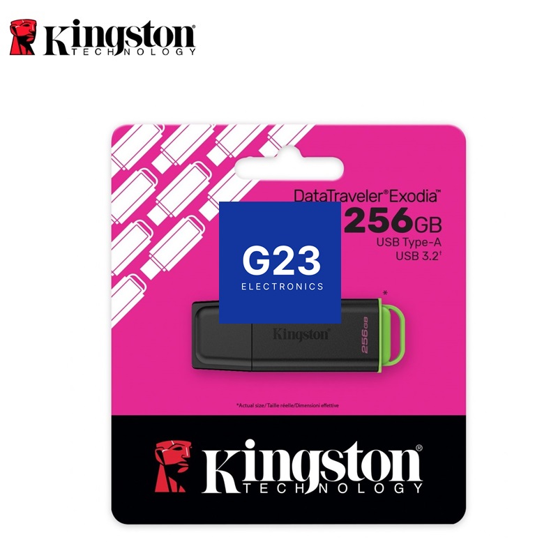 USB raktas 256GB Kingston DataTraveler Exodia juodos ir žalios spalvos pakuotė