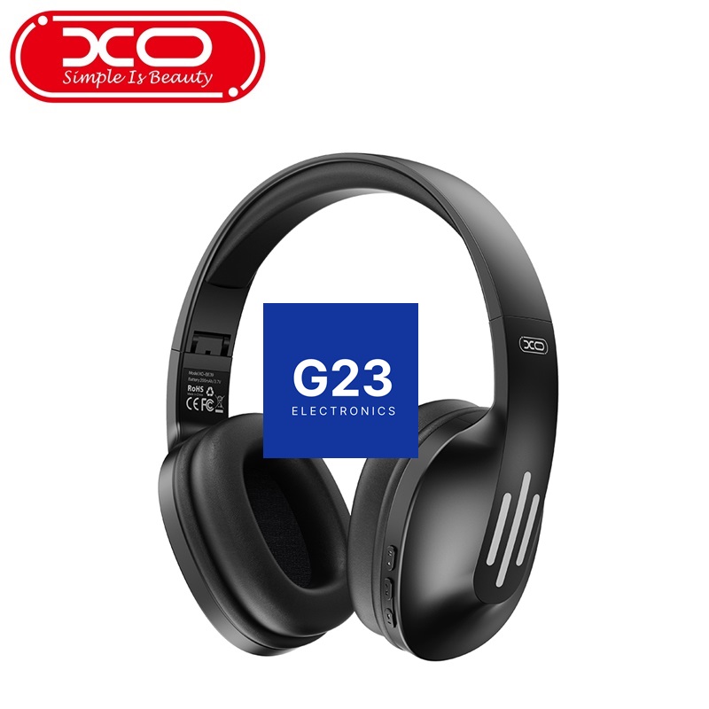 Bluetooth ausinės XO ant ausų sulankstomos juodos spalvos 11 XO Bluetooth ausinės su valdymo mygtukais ant korpuso