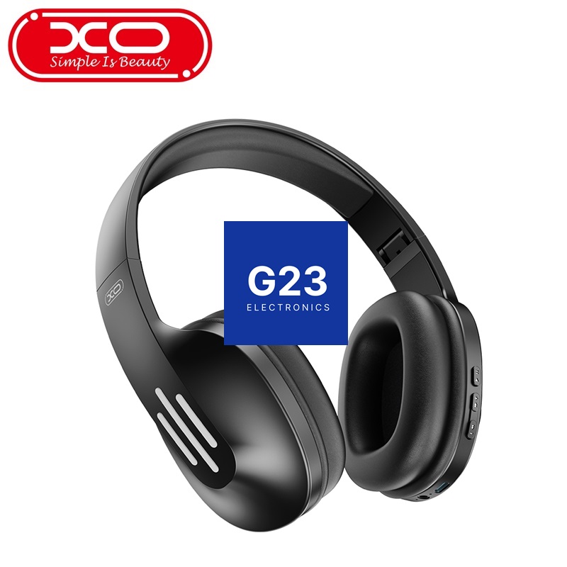 Bluetooth ausinės XO ant ausų sulankstomos juodos spalvos 16 XO Bluetooth ausinės su pasukamomis ausinėmis