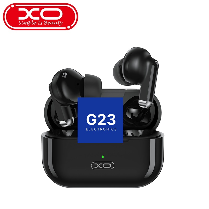 Bluetooth ausinės XO Mini True Wireless juodos spalvos 6 Juodų XO Mini True Wireless TWS ausinių pora su įkrovimo dėklu