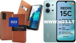 Xiaomi Redmi 15C dėklas knygelė rudos spalvos – Gotamo Vintage natūralios odos dėklas