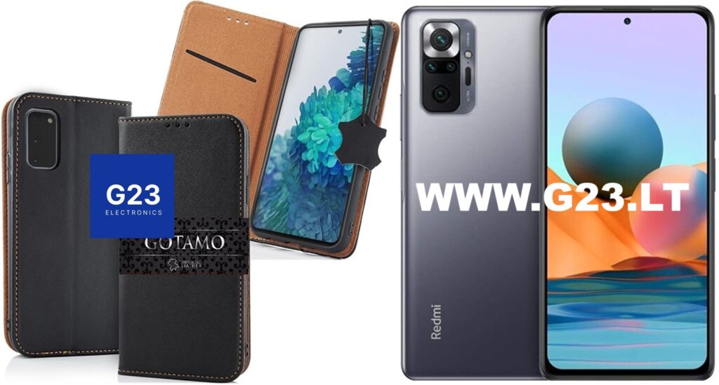 Xiaomi Redmi Note 10 Pro dėklas knygelė juodos spalvos – Gotamo Vintage natūralios odos dėklas