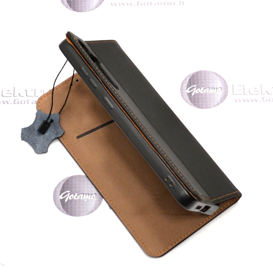 Dėklas knygelė Gotamo Vintage Samsung Galaxy S25 Plus – Natūrali oda, juodos spalvos 5 Dėklas Samsung Galaxy S25 Plus – nuotrauka 5