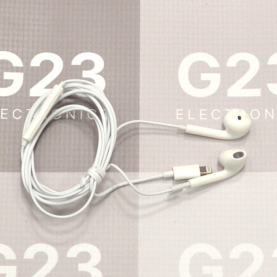 Laidinės Apple Lightning ausinės BWOO su plastikiniais antgaliais baltos spalvos 9 BWOO Apple Lightning ausinės ir baltas kabelis