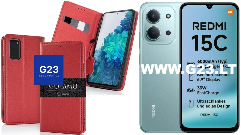 Xiaomi Redmi 15C dėklas knygelė bordo spalvos – Gotamo Vintage dėklas