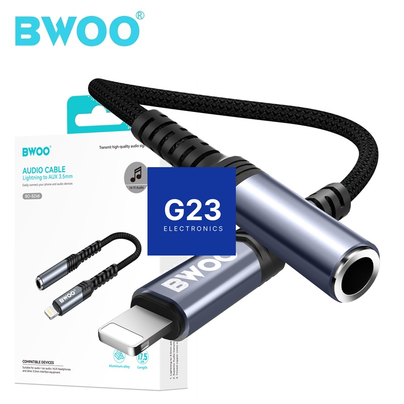 Apple Lightning į AUX 3.5mm adapteris BWOO BZ48 su originalia gamintojo pakuote