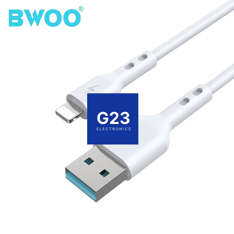 Apple Lightning laidas 2 metrai 3A BWOO baltos spalvos 10 USB-A jungtis ir Lightning kištukas BWOO 2 metrų Apple Lightning laide