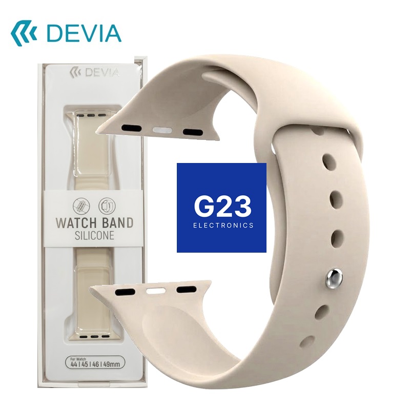Apple Watch dirželis smėlio spalvos Devia Deluxe Sport su pakuote, ženklinta 44, 45, 46 ir 49 mm