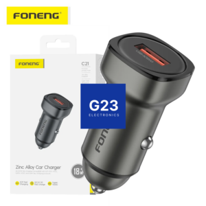 Auto kroviklis Foneng USB 18W QC grafito spalvos su pakuote