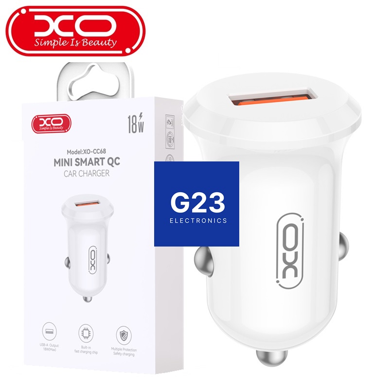 Auto kroviklis XO USB 18W QC baltas su pakuote