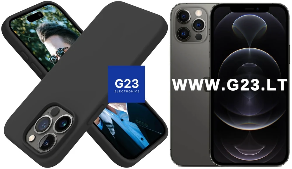 B-Soft dėklas nugarėlė Apple iPhone 12, iPhone 12 Pro juodos spalvos – dėklas ir telefonas